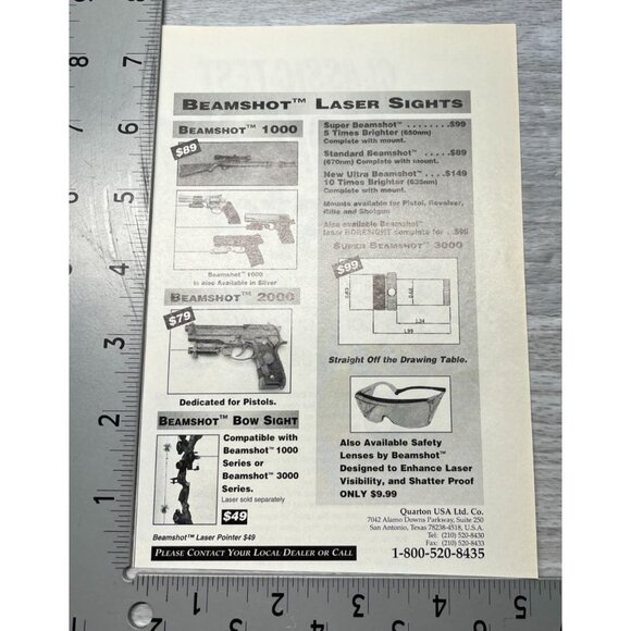 Beamshot Laser Sights Vintage Print Ad 1990s Firearms Accessories Quarton USA - Picture 2 of 6